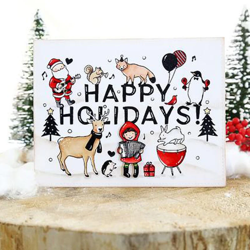 

Happy Holidays Transparent Clear Silicone Stamp/Seal for DIY Scrapbooking/Photo Album Decorative Cards Making Clear Stamps 4x6in