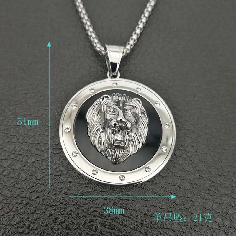 Микро камнями ААА CZ камень Bling голова льва ожерелье с круглой подвеской цвета:
