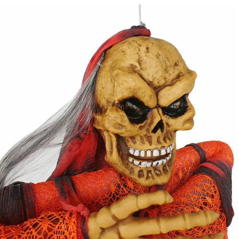 

Free shipping,,new style ,halloween orange sound control hanging ghost (150cm length),halloween decoration in haunted house ,bar