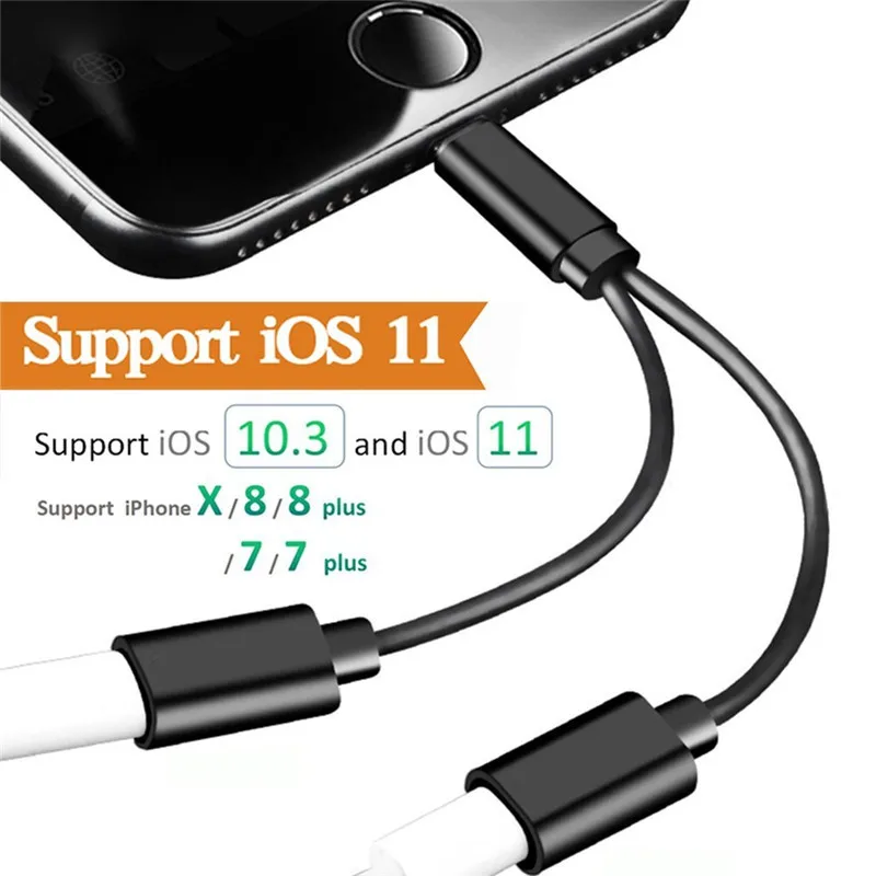 

Call + Charger 2 in 1 8pin Headphones Audio Adapter for iPhone 7/8/X Compatible iOS 10.3 11 12.02