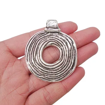 

3 x Round Open Zamak Donut Spiral Swirl Vortex Charms Pendants Double Sided for Jewelry Making Findings 55x46mm