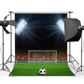 

Football Field Backdrop Stadium Stage Lights Crowd Bokeh Green Grass Meadow Sports Match School Game Photography Background