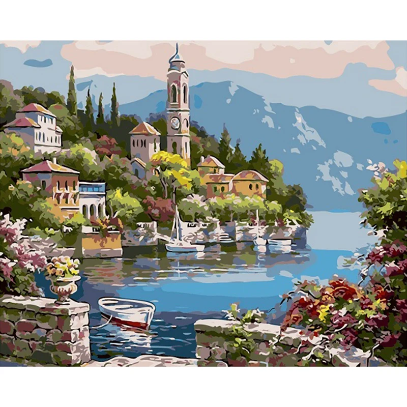 Frameless Warm Sea DIY Painting By Numbers Hand Painted Oil Paintings For Home Living Room Wall Decoration | Дом и сад