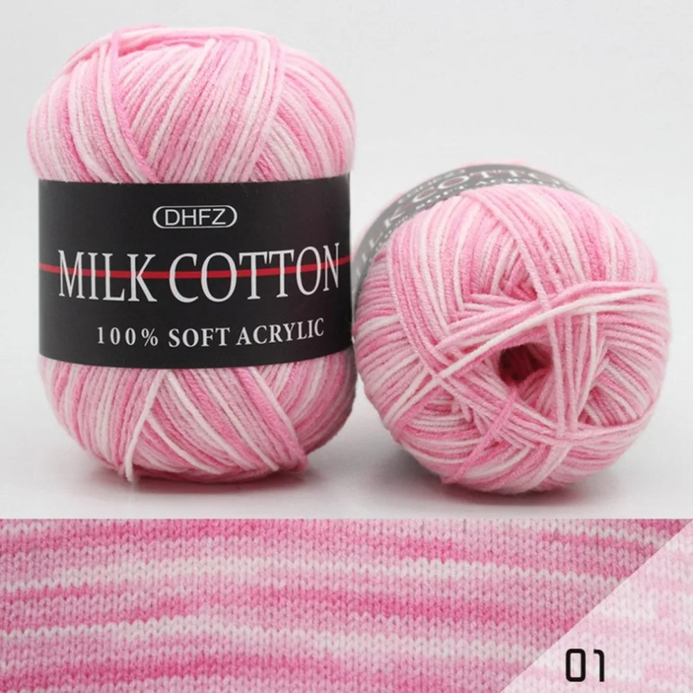 DIY Soft Wool Crochet Kniting Yarn 3 Strands of Colored Floral Lines