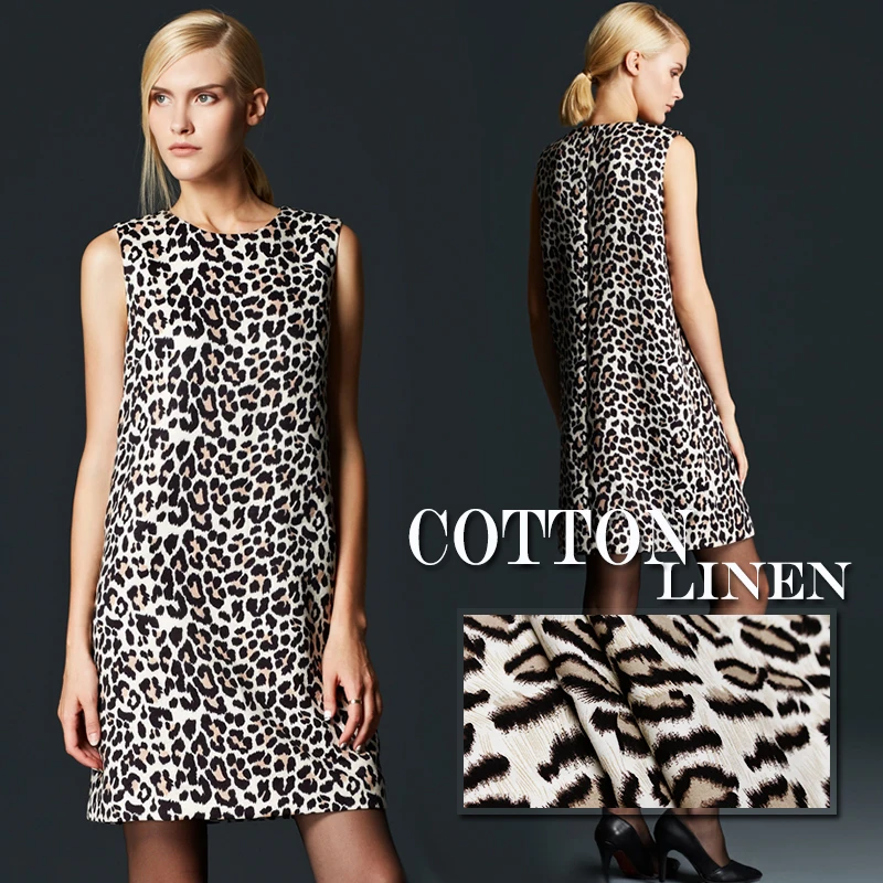 

Sexy leopard printed cotton fabric breathable dress linen fabric fashion linen cotton fabric wholesale cotton cloth linen cloth