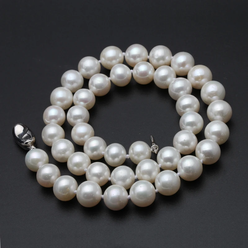 Настоящее ожерелье из пресноводного жемчуга для женщин, белый свадебный натуральный круглый чокер, большие жемчужные ожерелья годовщина жены