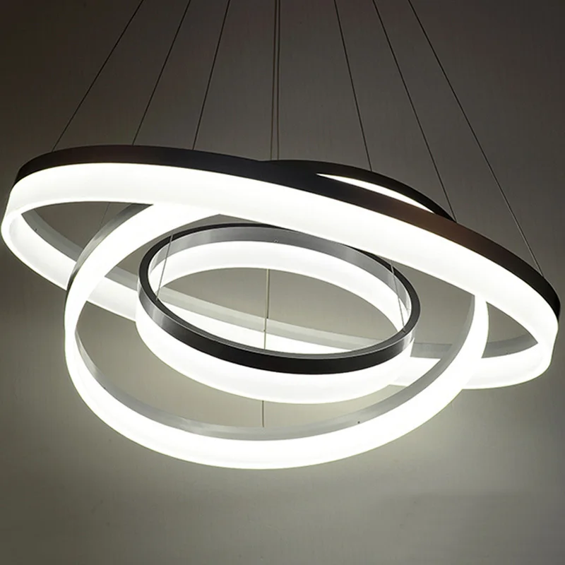  Modern LED Pendant Lights Fixtures For Living Dining Room Decor Rings Suspension Bedroom Lustre Cir - 32846934740