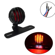 Rejilla negra Vintage Led luz trasera de freno lámpara de placa de matrícula motocicleta para Suzuki Kawasaki Yamaha Honda Harley Bobber personalizado