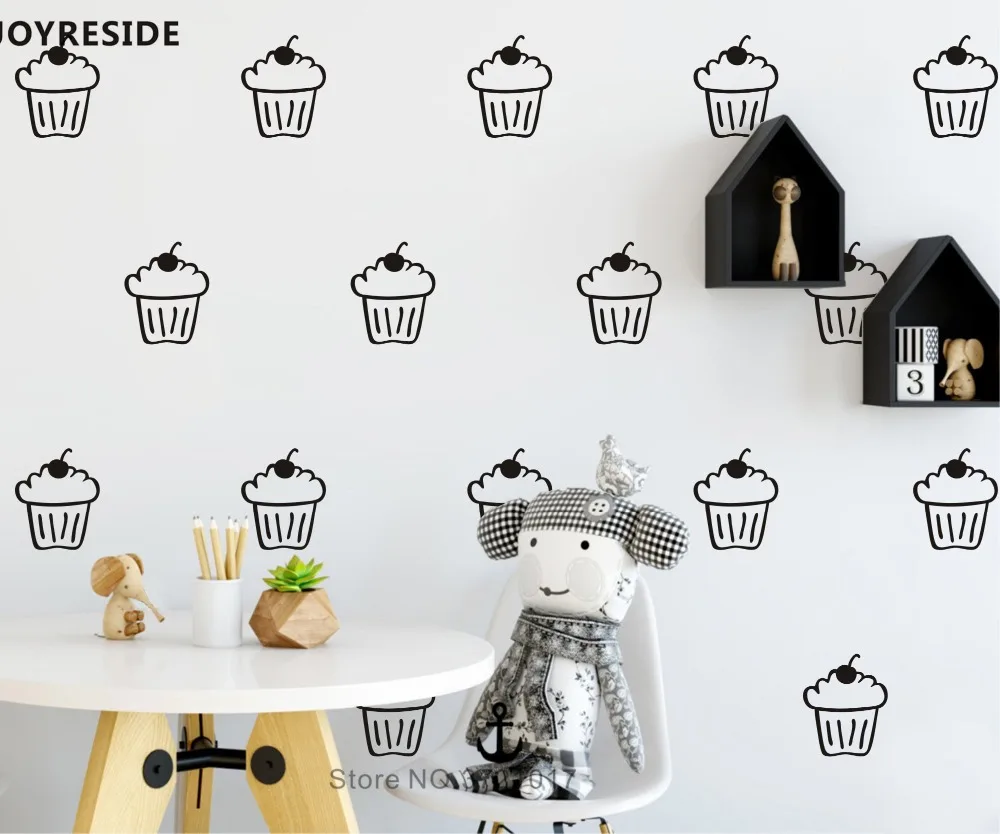 كعكة مجموعة نمط صائق ديكور المنزل غرفة نوم الاطفال لطيف الشارات ملصقات جدار الحلو الكرز صغيرة كعكة الحلو ملصقا أنماط YMX25