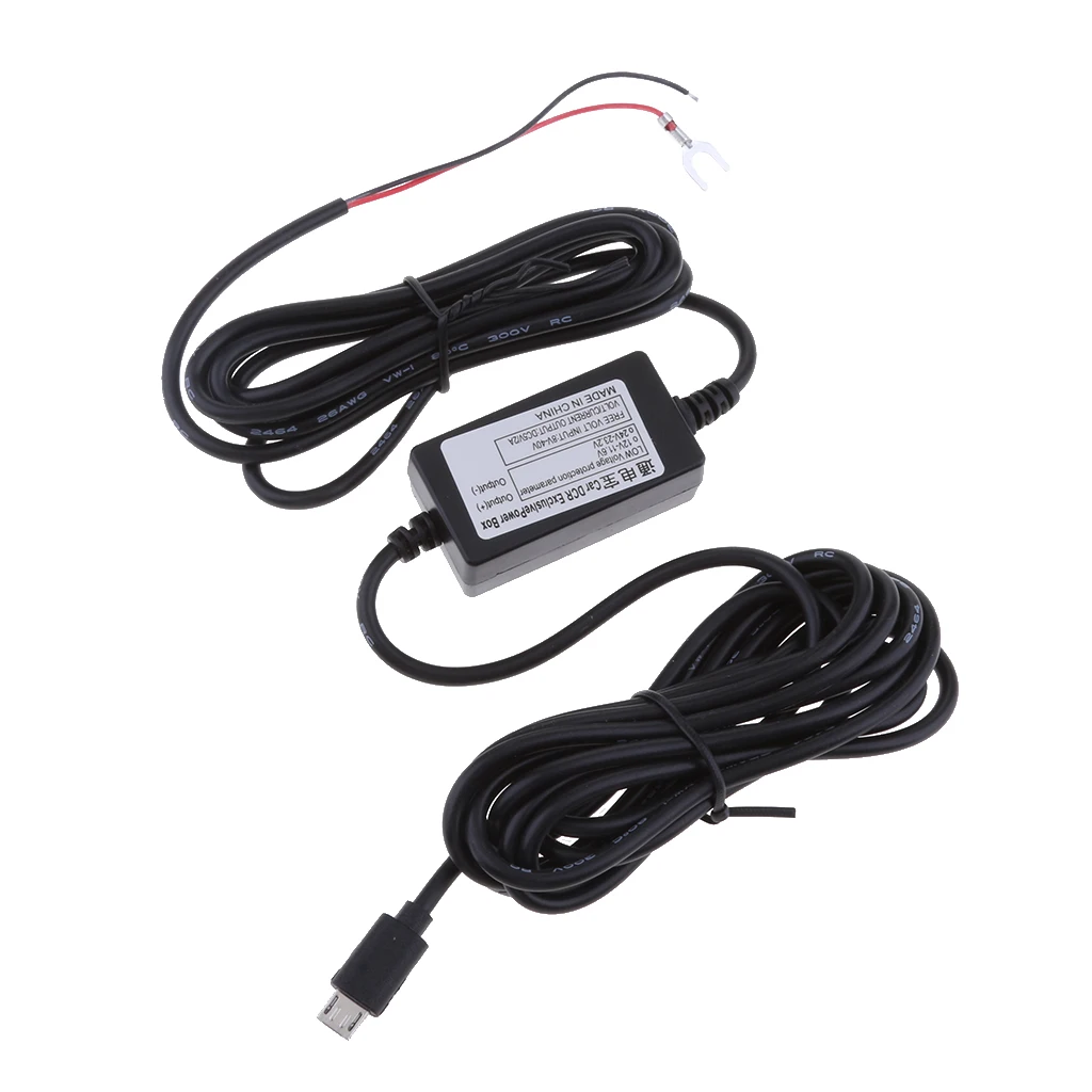 Micro USB Hard Wire Auto Charger Cable Kit 12V-35V to 5V for Dash Cameras GPS Auto DVR Power 3.5m