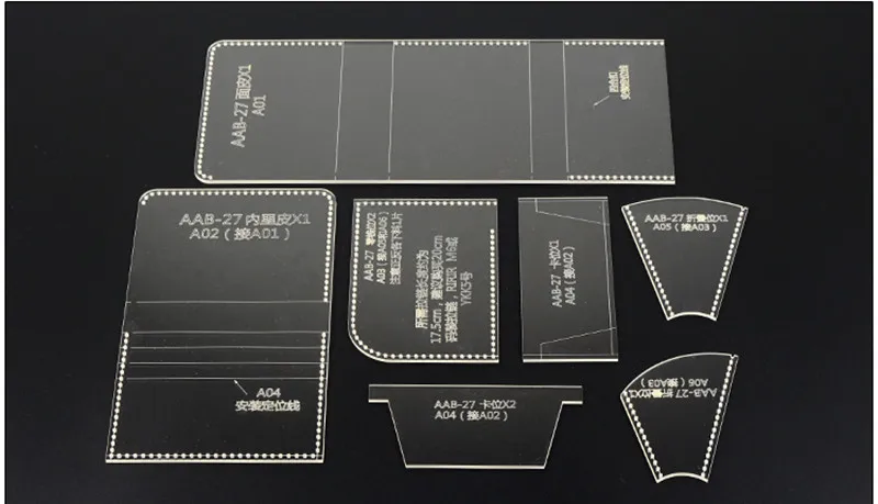 1 Набор сделай сам сложенный маленький кожаный бумажник акриловый шаблон Кожа ремесло шитье шаблон аксессуары 11*8,5*1,5 мм
