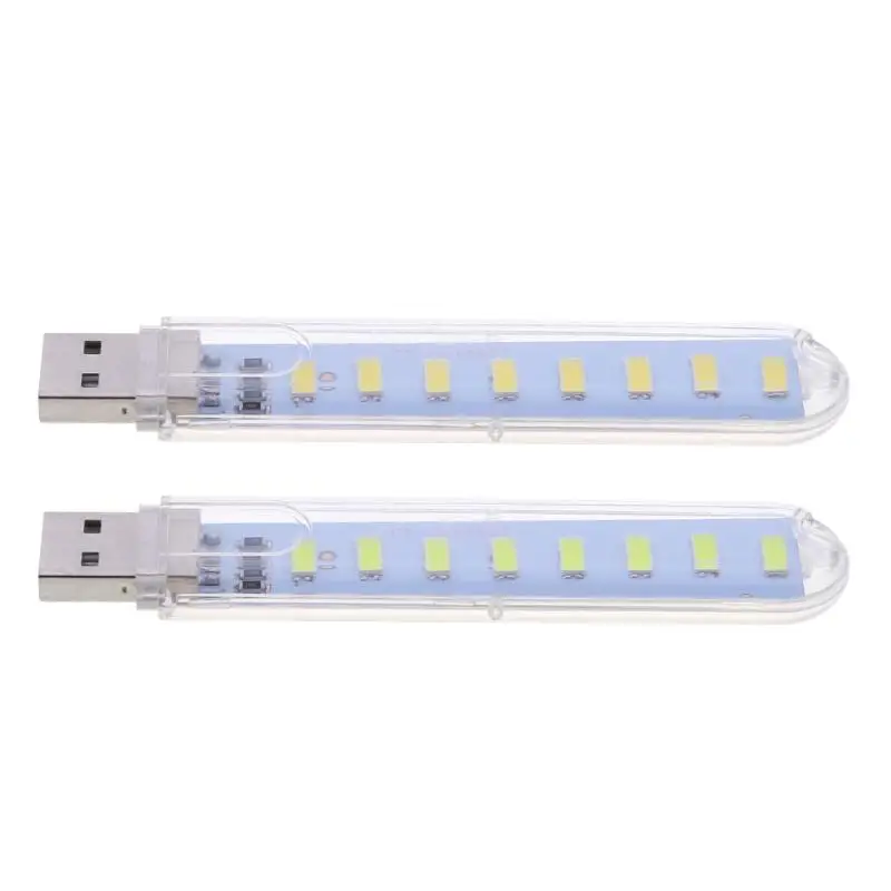 Chiclits 8 Led Night Light Mini 5V USB Book Light Computer Mobile Power USB Light WhiteWarm White (18)