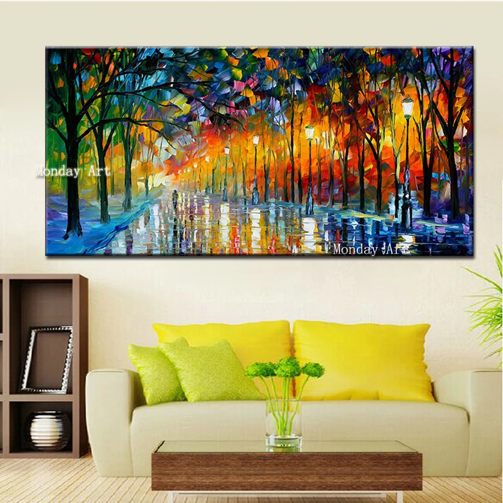 Hand-Painted-Acrylic-Texture-Impression-Landscape-Palette-Knife-Painting-on-Canvas-Paris-Street-Picture-Wall-Art (2)