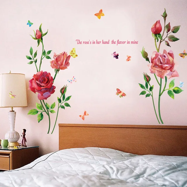 new watercolor rose large wall stickers flowers home decor living