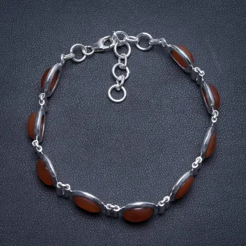 

Natural Carnelian Handmade Mexican 925 Sterling Silver Bracelet 6 3/4-8" S1966