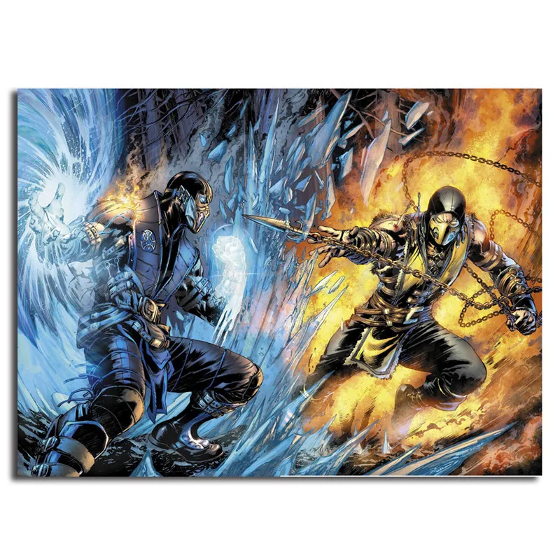 Mortal Kombat Scorpion Vs Sub Zero обои HD Искусство Холст постер Картина Настенная картина