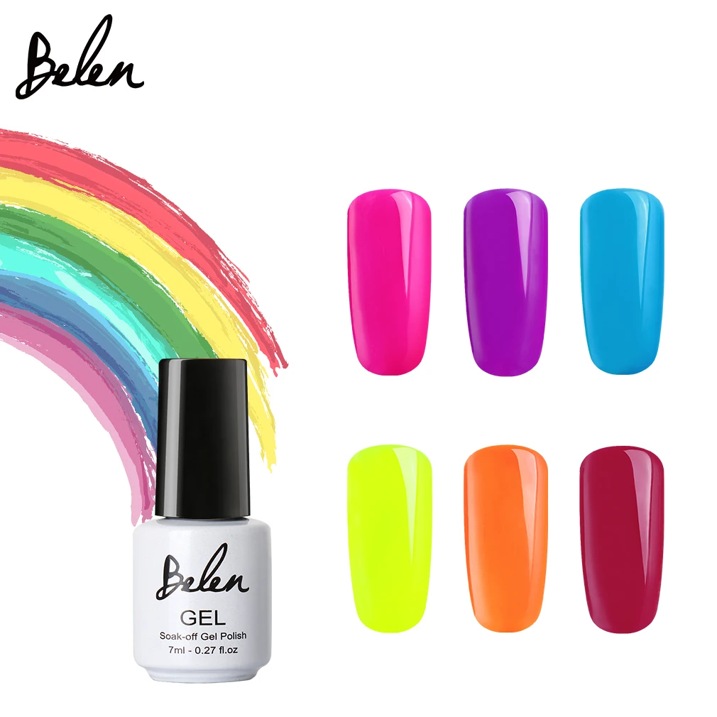 

Belen 7ml Macaron Candy Color Nail Gel Polish Nail Art Semi Permanent Soak Off UV Gel Varnish Fluorescent Color Manicure Gel