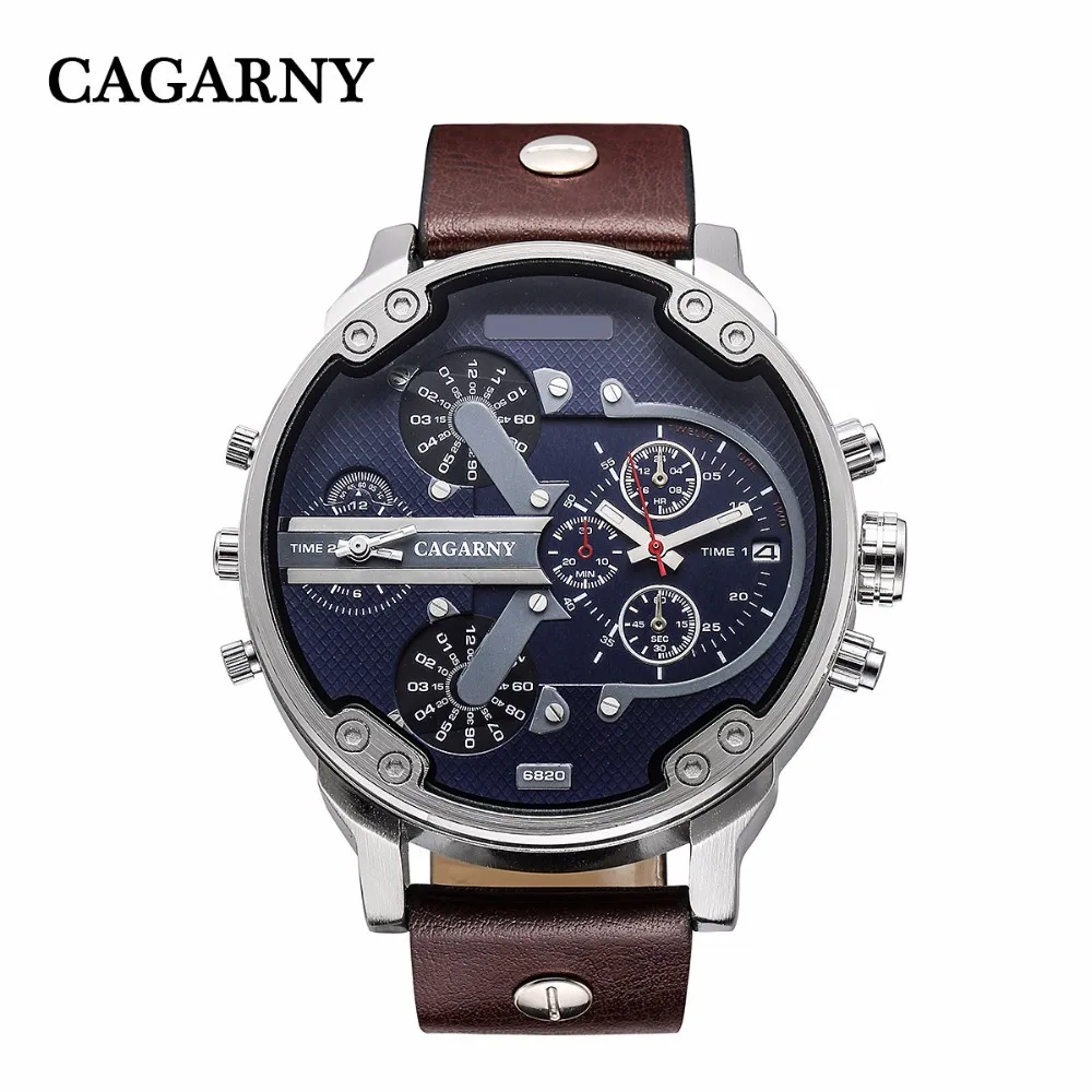 Reloj Hombre Роскошные Брендовые мужские часы CAGARNY с кожаным ремешком кварцевые часы военные спортивные мужские часы Relogio Masculino