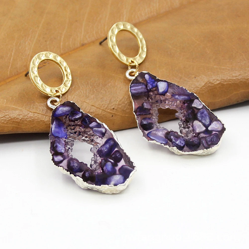 

Women Pendant Imitation Stone Party Gift Simple Irregular Resin Circle Daily Drop Earrings Wedding Charming Fashion Accessories