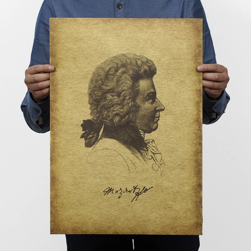 

Free shipping,Musician/Composer/Mozart/kraft paper / Cafe / bar poster/ Retro Poster/decorative painting 51x35.5cm