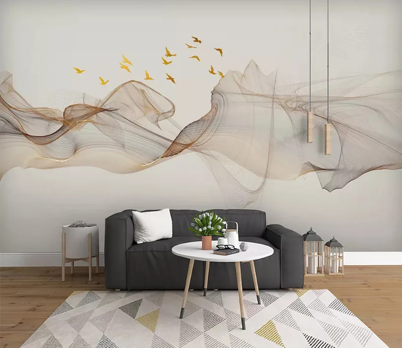 Beibehang заказ шелковистый papel де parede 3d обои новый китайский абстрактный чернила пейзаж картина маслом облако Золотой Фон