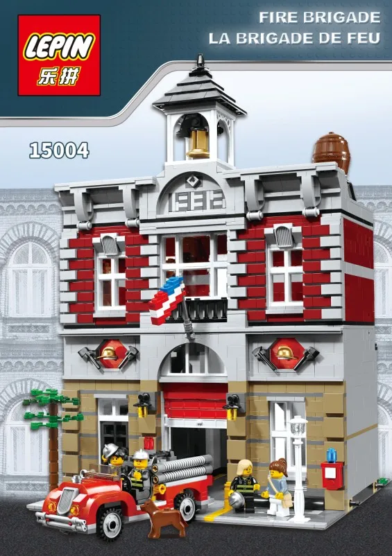 

LEPIN 15004 2313Pcs City Street Fire Brigade Model Building Kits Blocks Bricks Compatible 10197 Brick block toys for kids gift