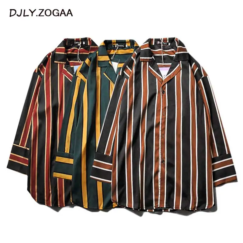 

ZOGAA 2019 Vertical Stripe Women Shirt Streetwear Female Full Sleeve Shirts Women's Fashion BF England Loose Shirt