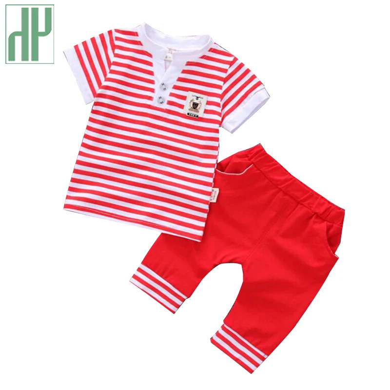 

Summer children clothing Striped Tops + Shorts formal kids clothes casual toddler boys clothing baby girls outfits 2Pcs/set