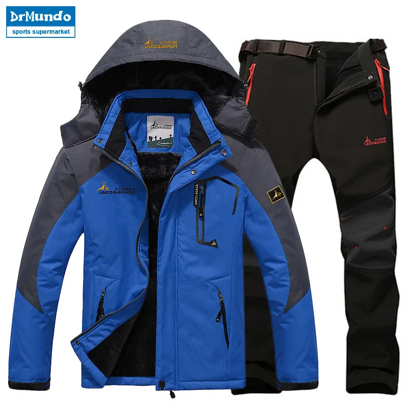 Лыжная куртка, костюмы для мужчин, водонепроницаемая флисовая зимняя куртка, термопальто, уличная куртка для горных лыж, сноуборда, костюмы размера плюс, бренд
