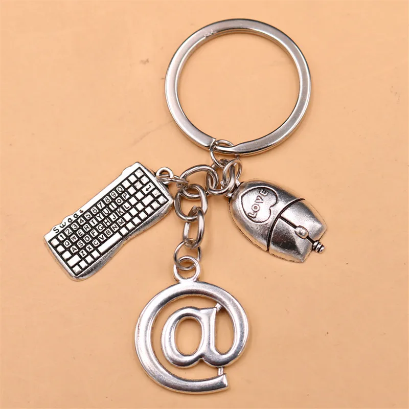 1pc  Mouse Keyboard Keychain @ Symbol Keychain Creative Metal Charm  Keychain Friends Gift A1838