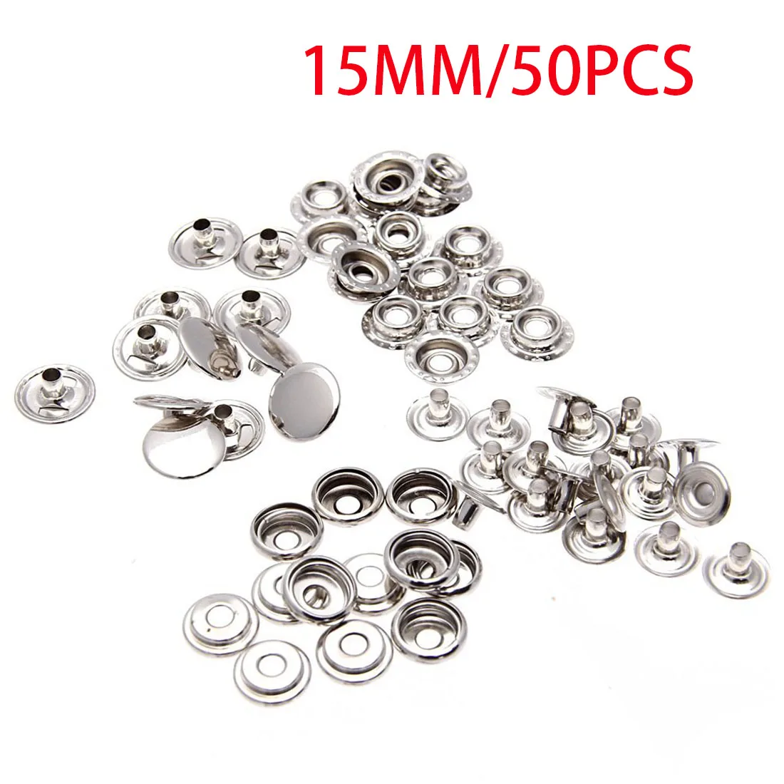 50pcs/set Metal Sewing Press Studs Buttons Snap Fastener Clothes Coat