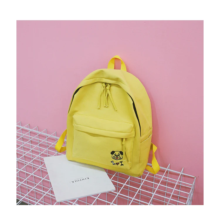 Women Backpack Schoolbag Canvas Cute Dog Embroidery Cotton Fabric Backpack Female Vintage Notebook Backpack For Girls School Bag (76)