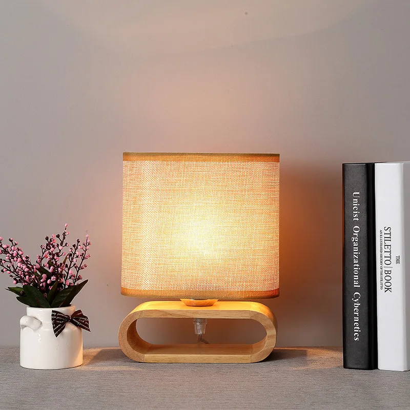 

Tuda Free Shipping Japanese Style Table Lamp Solid Wood Small Table Lamp Modern Simple and Warm Wood Light Bedroom Bedside Lamp