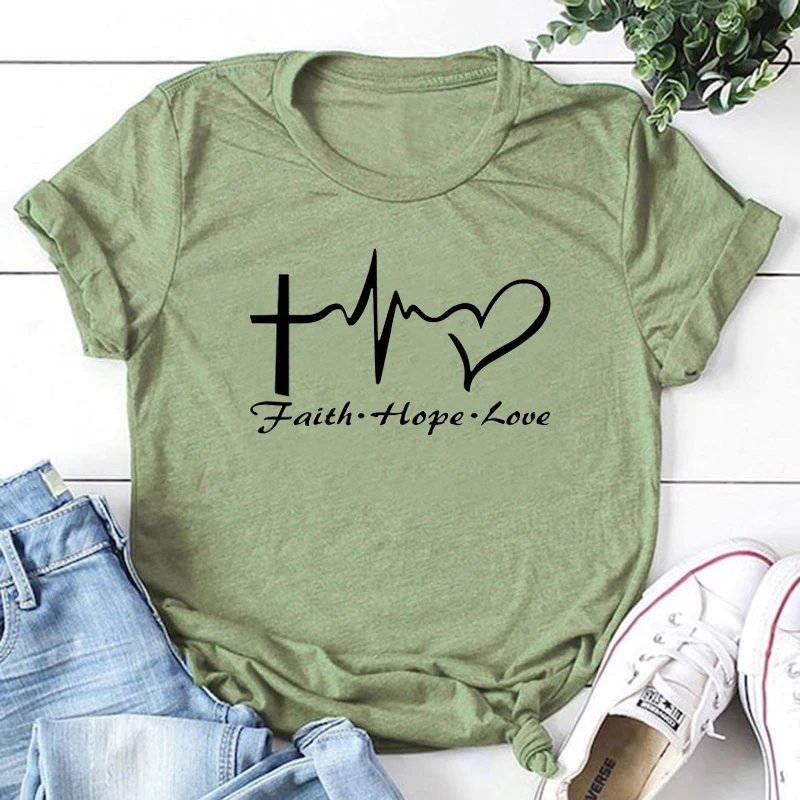 

Faith Hope Love Letter Print Summer Woman T-shirt Faith Jesus Harajuku Kawaii T-shirts Christian Thanksgiving Girls Tee Dropship