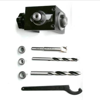 

Black Woodworking Hole Three-In-One Punch Locator Positioner Jig Kit + Step Drilling Bit Wood Tool
