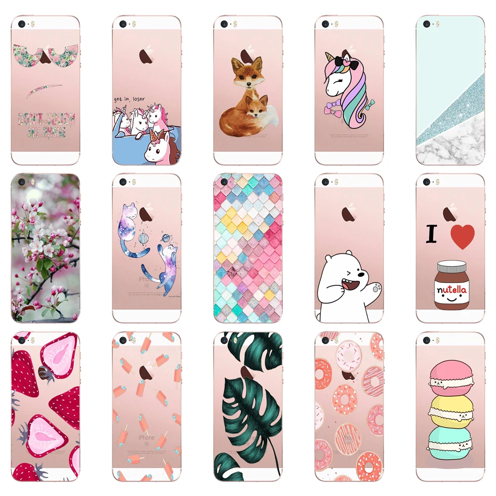

01SX Phone Case For iPhone 5S 5 S SE Soft Silicone TPU Cute Patterned Paint For iPhone 5S 5 S SE Cases