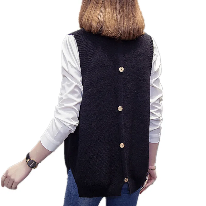 Ceny Modna, patchworka V Neck damska kamizelka z dzianiny styl preppy luźne Plus rozmiar Veste Femme sweter sweter koreański kamizelki bez rękawów