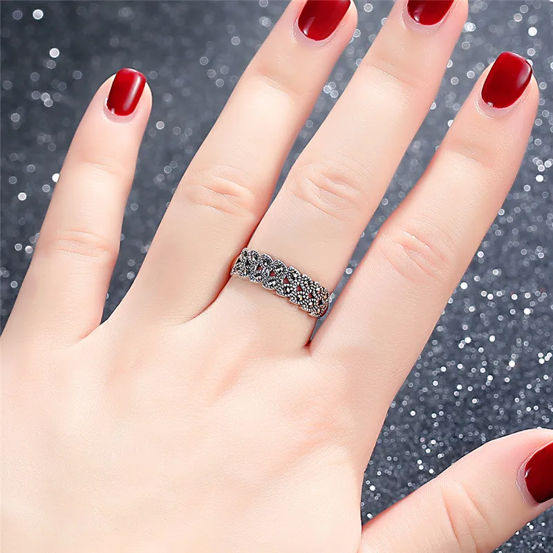 GAGAFEEL тайские серебряные кольца с марказитом S925 пробы серебряные кольца для женщин женские свадебные ювелирные изделия