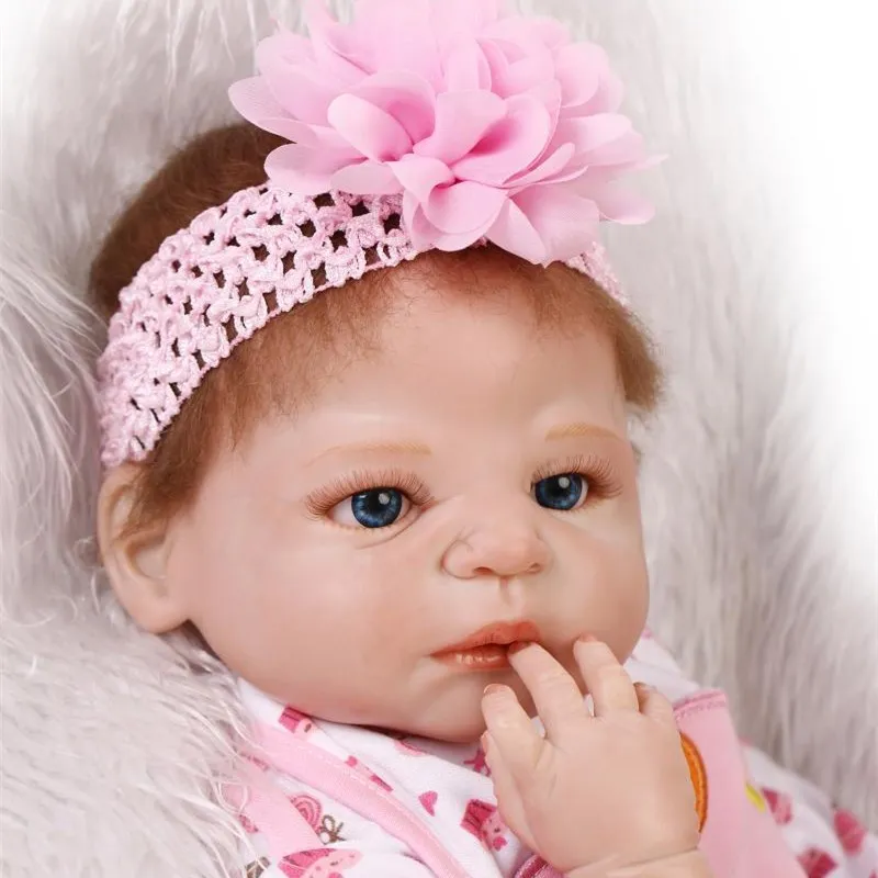 NPK 57cm Fashion girl doll reborn full body silicone vinyl real reborn dolls can enter water bath doll toys bebe real reborn