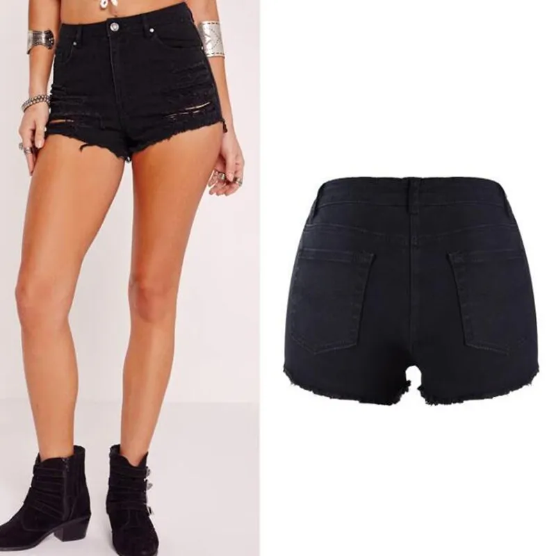 black short ripped jeans