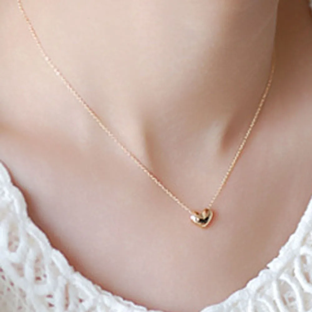 

Fashion Jewelry Pendant on neck Bohemian Choker Chunky Statement Bib Chain Gold Tiny Heart Choker Smalll Love Necklace
