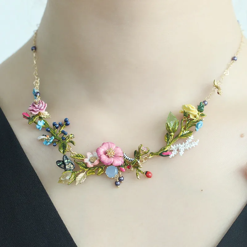 

Warmhome Trendy Jewelry Enamel Glaze Copper New Romantic Various Flower Insect Earrings Brancelet Necklace For Women Jewelry