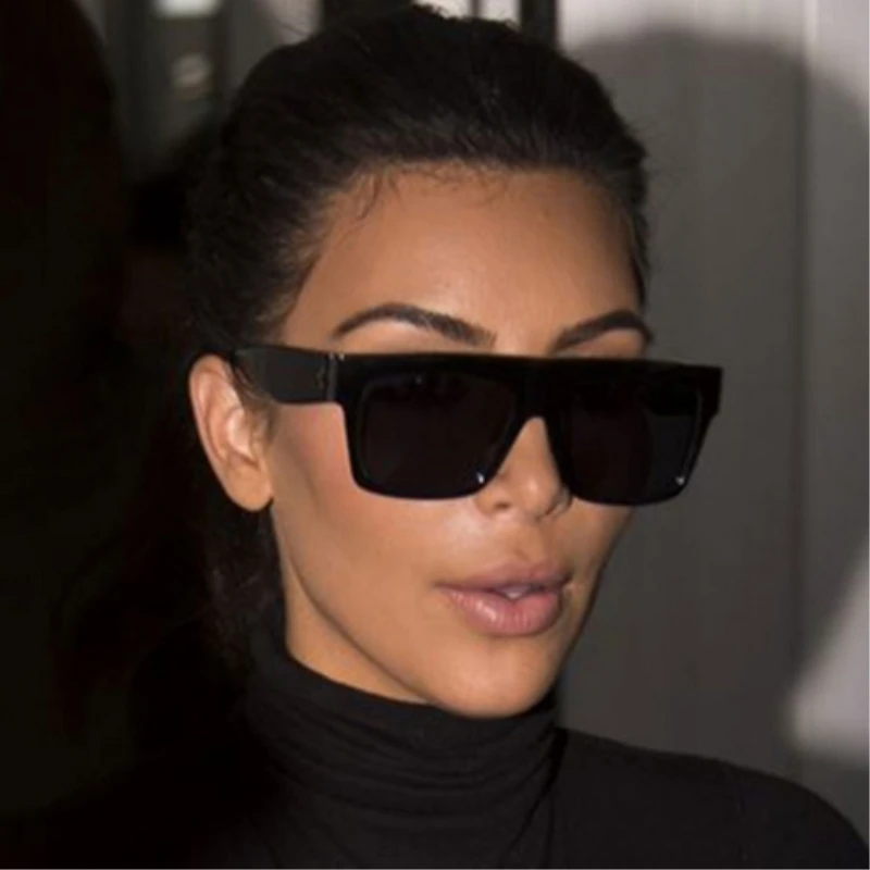 

Luxury Fashion Brand Designer Vintage Lady Square Sunglasses Women Kim Kardashian Rivet Eyewear Flat Top Sun Glasses Female