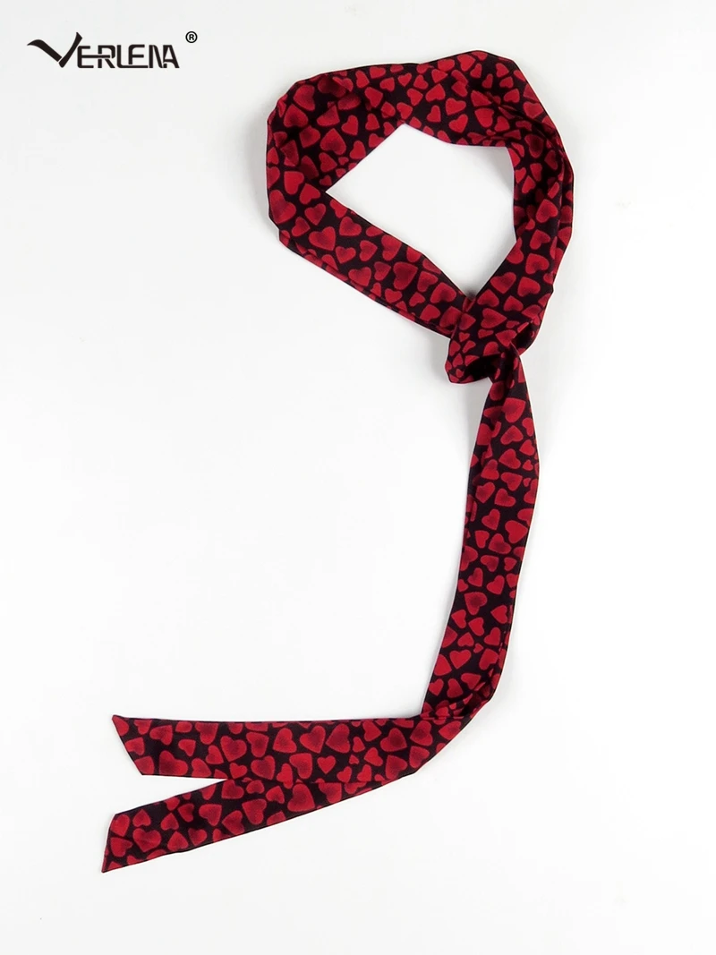Verlena модный уличный Топ супер шелковый шарф для женщин Винтажный бренд шикарный уличная одежда элегантные узкие длинные черные шарфы