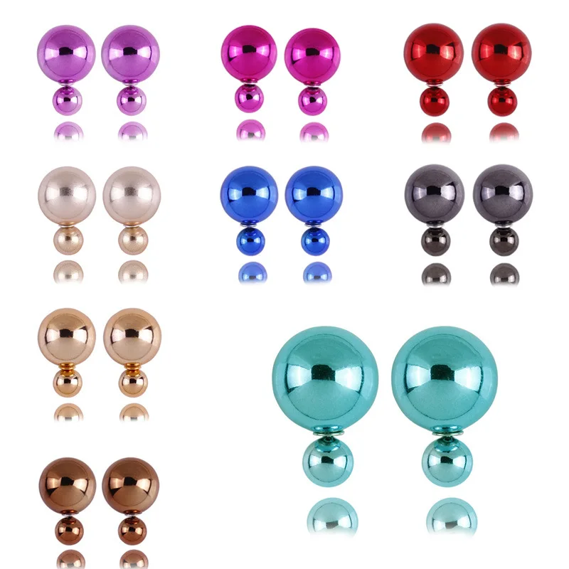 2016 New double earrings fashion color candy earring factory direct ...