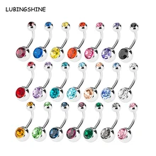 10Pcs/Lot Color Randonmly Crystal Belly Button Rings Belly Bar Rhinestone Piercing Navel Ring For Women Body Jewelry JJAL C445