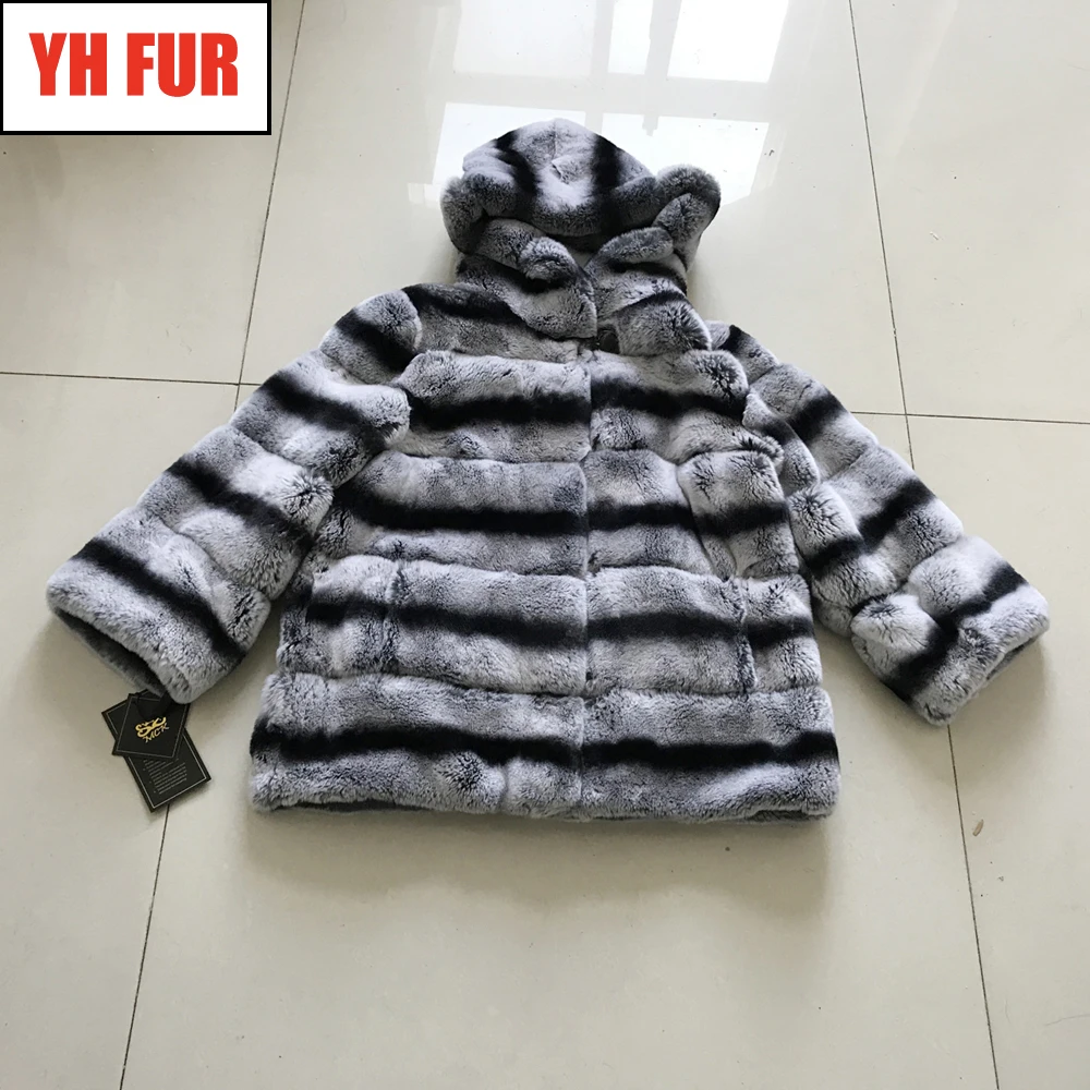 

New Winter Women Real Rex Rabbit Fur Coat Warm Real Rex Rabbit Fur Hooded Jacket Quality 100% Natural Rex Rabbit Fur Overcoat