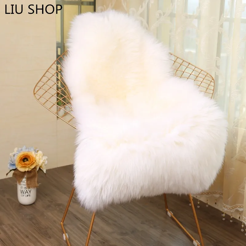 

LIULong Faux Fur SHEEP RUG Artificial Skin Fluffy Chair Seat Sofa Cover Carpet Mat Area Rug Living Bedroom Home Decoration White