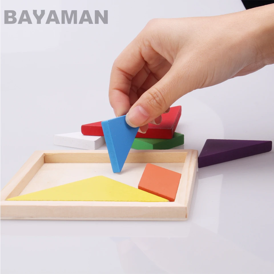 Деревянная головоломка Tangram из 7 частей Интеллектуальные развивающие игрушки