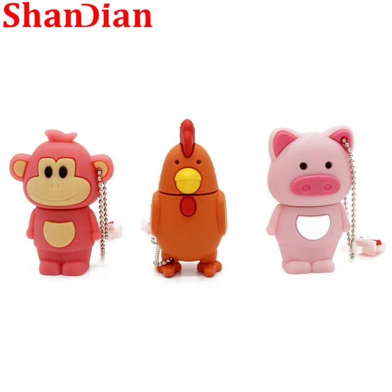 SHANDIAN, новинка, акция, милые Мультяшные животные, USB флеш-накопитель, флеш-накопитель, usb 2,0, 64 ГБ/32 ГБ/16 ГБ/4 ГБ, флеш-накопитель, флеш-накопитель, память U d